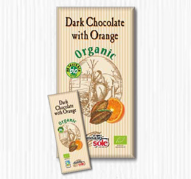 Dark chocolate with Orange. The best caribbean cocoa with a touch of Mediterranean orange.